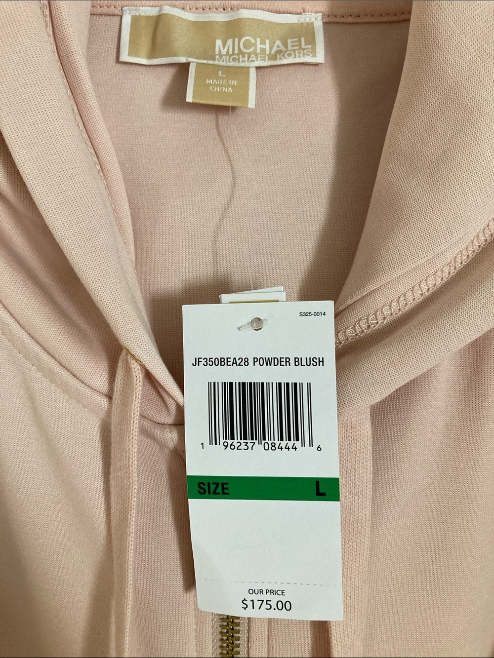 Michael KORS cotton blend zip unisex hoodie in powder blush - Picture 3 of 5